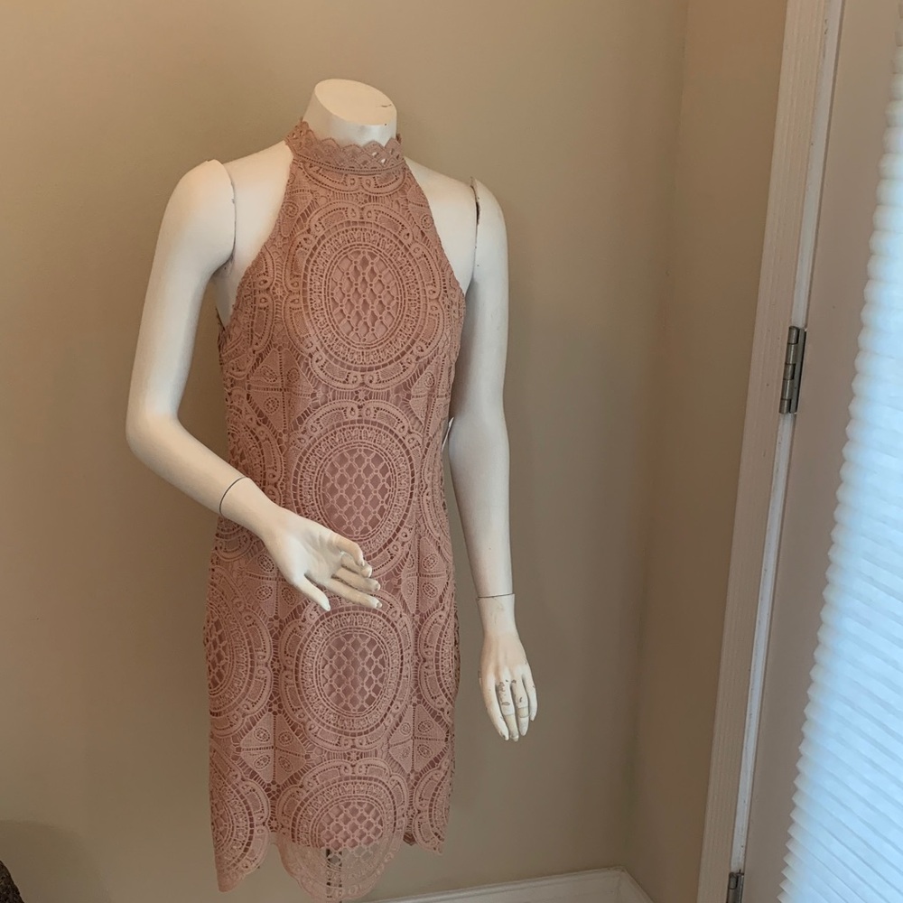 Charlotte Russe Lace Halter Dress in Blush